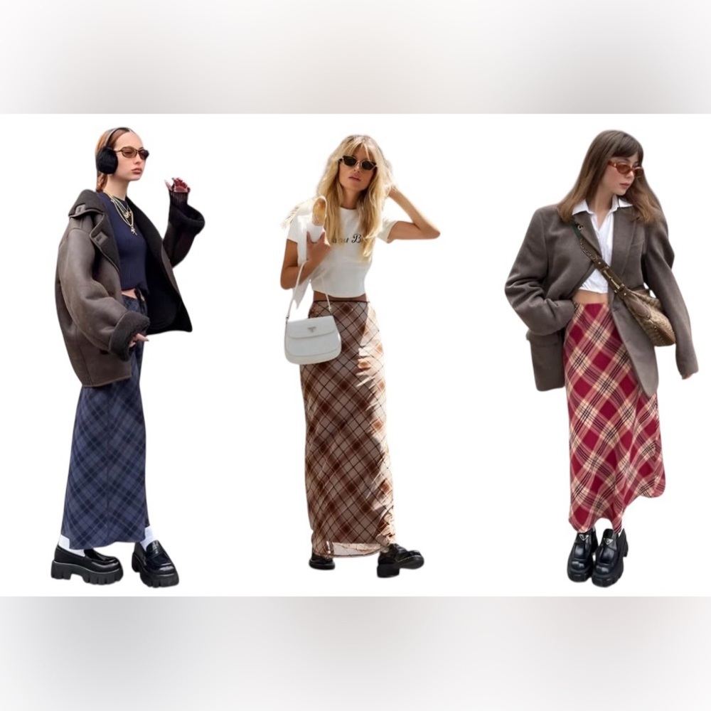 Vintage 60s 70s Handmade Tartan Plaid Maxi Skirt Cottagecore Academia SZ XS-S
